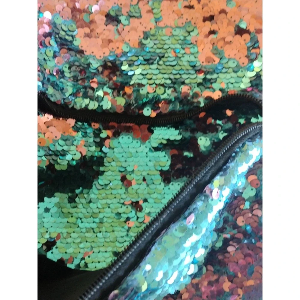 Backpack Girls L Pink Blue Reversible‎ Flip Sequins 2 Pockets Adjustable Straps